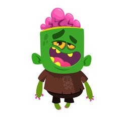 Cartoon scary zombie. Halloween vector illustration