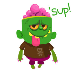 Cartoon scary zombie. Halloween vector illustration