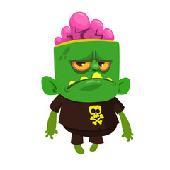 Cartoon scary zombie. Halloween vector illustration