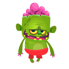 Cartoon scary zombie. Halloween vector illustration