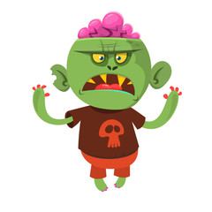 Cartoon scary zombie. Halloween vector illustration