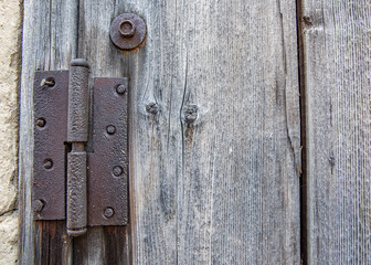 Left door loop on an old wooden door,which closes the shed