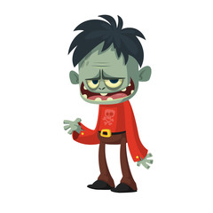 Cartoon scary zombie. Halloween vector illustration