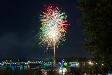 firework in front of danube river