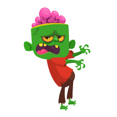 Cartoon scary zombie. Halloween vector illustration