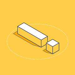 iisometric vector icon on a yellow background, exclamation point simple graphic