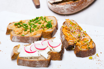 Healthy breakfast: tasty sandwiches