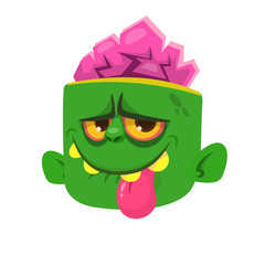 Cartoon scary zombie. Halloween vector illustration