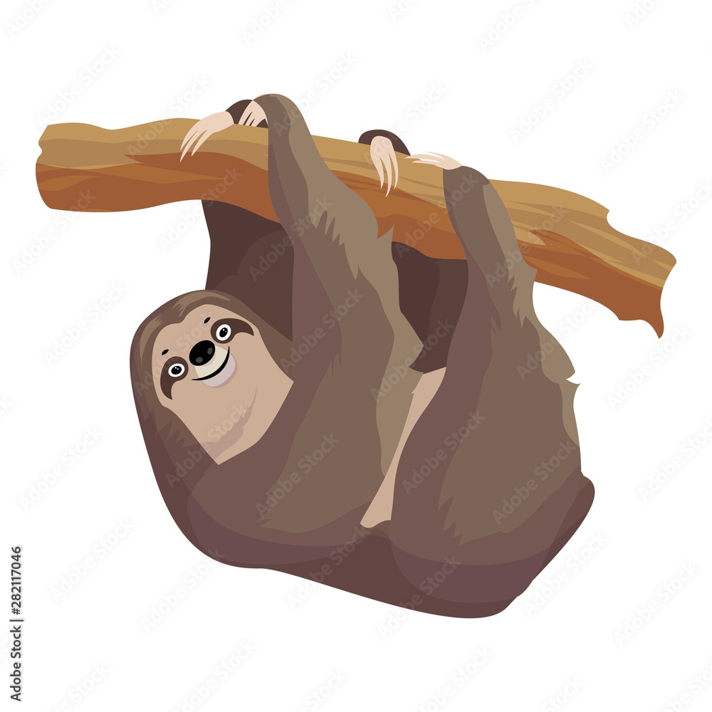 Poster sloth smiling icon. cartoon of sloth smiling vector icon for web design isolated on white background