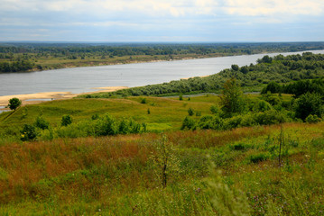 Fototapeta na wymiar Beautiful summer landscape river Oka. Ryazan Region. Wild nature of Russia.