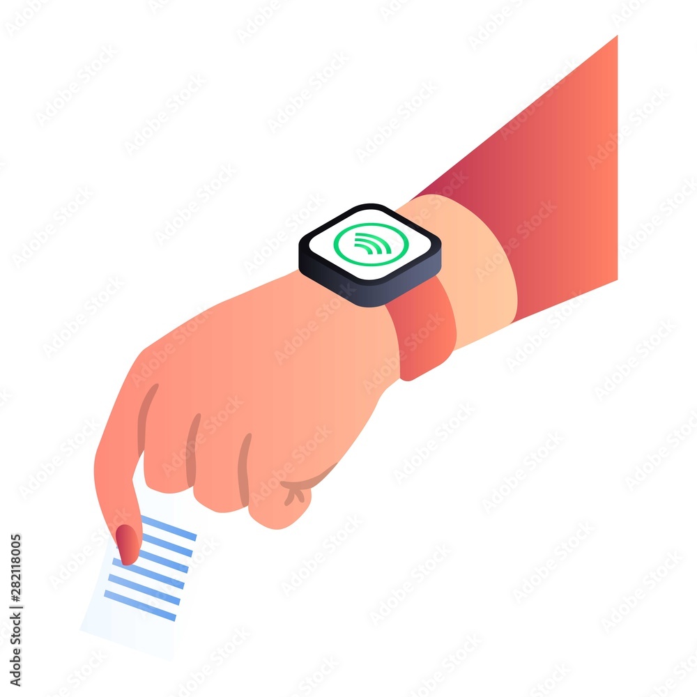 Poster Nfc smart watch icon. Isometric of nfc smart watch vector icon for web design isolated on white background