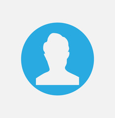 Blauer Icon mit silhouette eines jungen Mannes