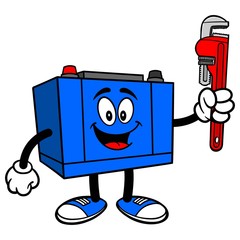 Car Battery with a Wrench
