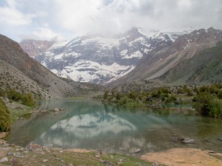 Naklejka na ściany i meble beautiful hiking in fann mountains nature in tajikistan