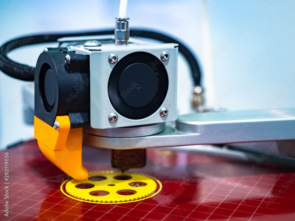 Poster 3d printer. method of layer-by-layer model creation. creation of real objects from different materia