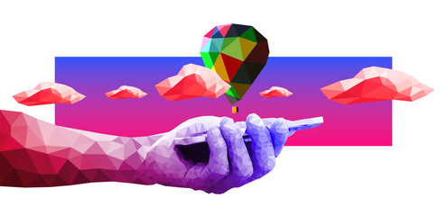 mongolfiera, mano, vacanze, viaggi, © xyz+