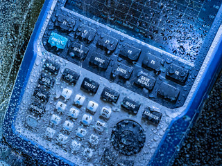 The gadget is protected from water. Professional equipment with protection against water. Dust and moisture protective device. Testing equipment.