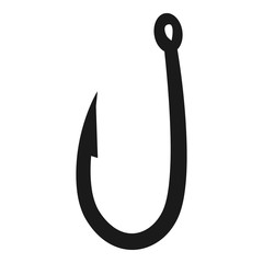 Metal fishing hook icon. Simple illustration of metal fishing hook vector icon for web design isolated on white background