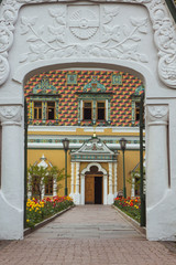 Sergiyev Posad, Russia. - May, 2019: historic buildings on site in Trinity Sergius Lavra near Moscow.