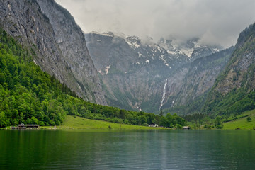 Bavarian lake and waterfall