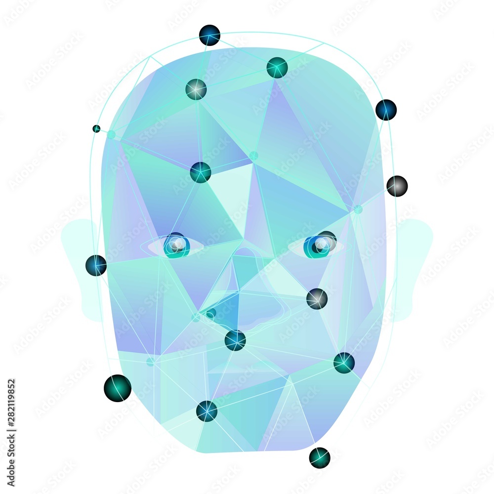 Poster face recognition icon. cartoon of face recognition vector icon for web design isolated on white back