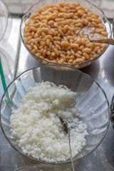 Ingredients used in Vietnamese Street Food arranged on a Stainless Steel Trolley