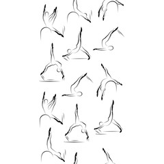 Pilates Poses  Seamless Vector Pattern Border