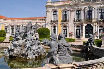 Fototapeta na wymiar Facade of Queluz National Palace, and Neptune fountain in Sintra, Lisbon district, Portugal