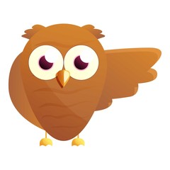 Brown owl icon. Cartoon of brown owl vector icon for web design isolated on white background