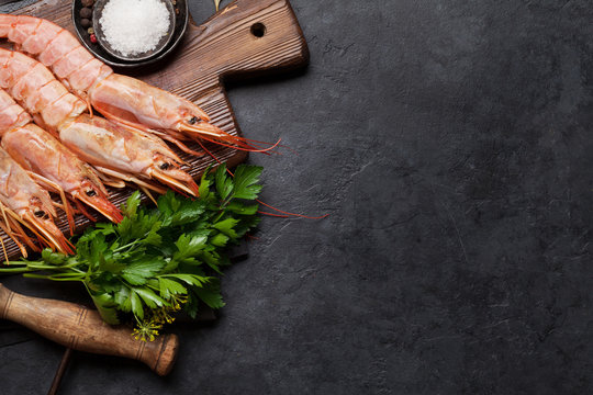 Fresh seafood. Langostino shrimps