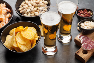 Draft beer and snacks