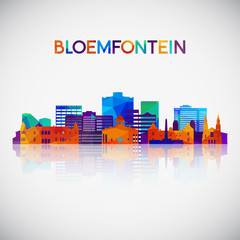 Obraz premium Bloemfontein skyline silhouette in colorful geometric style. Symbol for your design. Vector illustration.