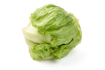 Green ripe cabbage head, isolated on white background