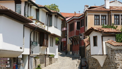 Fototapeta na wymiar colorful houses in Plovdiv, Bulgaria