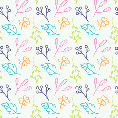 Hand drawn modern decorative floral seamless pattern