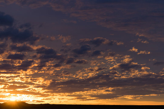 Sky With Clouds Blue Golden Hour