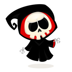 Cute cartoon grim reaper. Halloween vector illustration