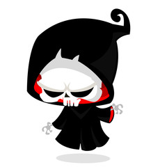 Cute cartoon grim reaper. Halloween vector illustration