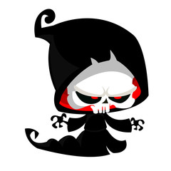 Cute cartoon grim reaper. Halloween vector illustration