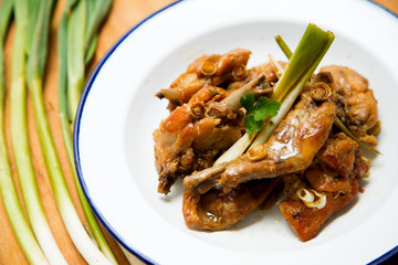 Cooked rabbit dish restaurant.