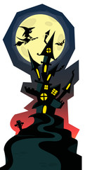 Fototapeta na wymiar Cartoon scary haunted house. Halloween vector illustration