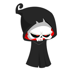 Cute cartoon grim reaper. Halloween vector illustration