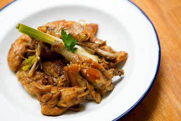 Cooked rabbit dish restaurant.