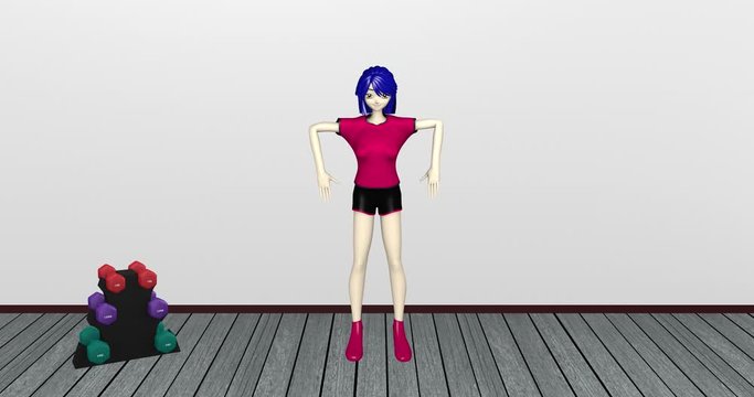 3d Model bei einer Übung zur Förderung der Beweglichkeit des Schultergelenks