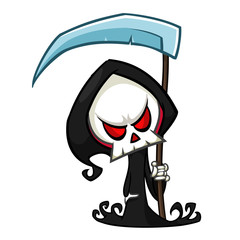 Obraz premium Cute cartoon grim reaper. Halloween vector illustration