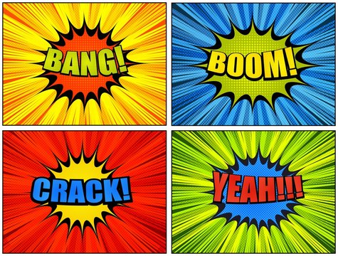 Comic bright colorful backgrounds collection