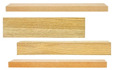 Close up of different wooden bars on a white background