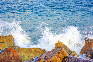 Waves on the beach in windy weather