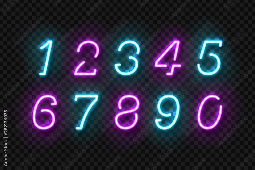 Fototapete vector set of realistic isolated neon sign of numbers logo for template decoration and layout coveri