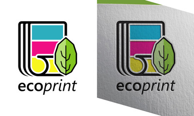 eco print logo, printing logo template, leaf, paper, eco friendly, print shop logo, creative print logo